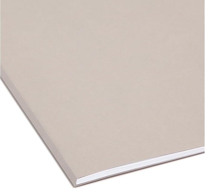 Smead Colored Hanging File Folder with Tab, 1/5-Cut Adjustable Tab, Letter Size, Gray, 25 per Box (64063) (Pack of 1)
