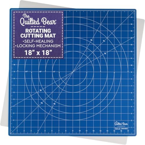 The Quilted Bear 18" x 18" Rotating Self-Healing Cutting Mat, Blue