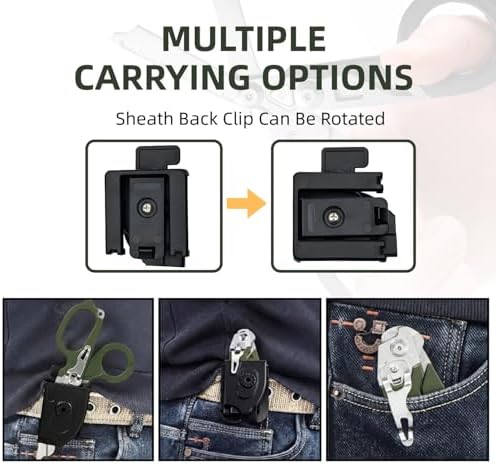 Heavy Duty 6 in 1 Multifunctional Trauma Shears Foldable | Stainless Steel emergency response scissors | Survival Shears with Holster | Medical Trauma shears Tactical With Strap Cutter | Green