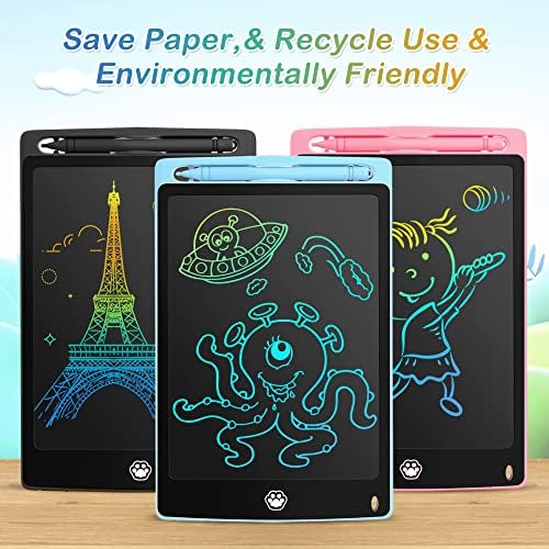 6 Pack LCD Writing Tablet, 8.5 Inch Writing Tablet for Kids, Colorful Screen Doodle Board Drawing Tablet, Digital Drawing Pad, Learning Educational Toys for Girls Boys, Pink*2+Blue*2+Black*2