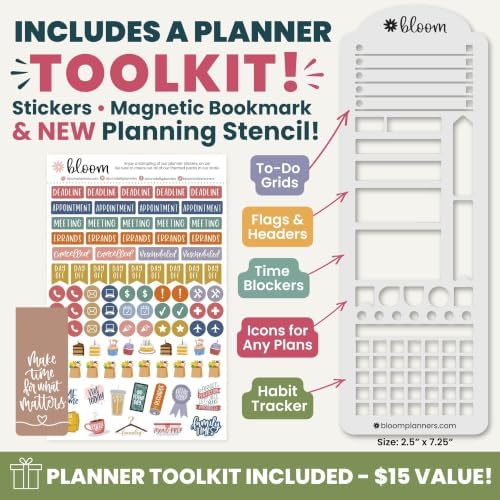 bloom daily planners 2027 Planner for Women (8.5" x 11") - Weekly & Monthly Calendar Year (January to December) Softcover Agenda Book Organizer with Stickers & Stencil - Blue Hydrangea