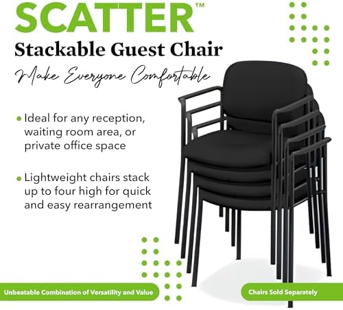 HON Scatter Guest Chair, Armless Office Chairs, Fabric, Black