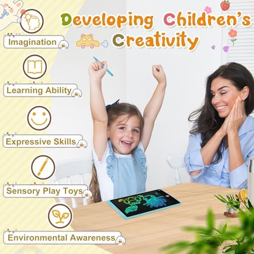 2 Pack LCD Writing Tablet, Electronic Drawing Writing Board, Erasable Drawing Doodle Board, Doodle Pad Toys for Kids Adults Learning & Education, 8.5IN(Blue+Pink)
