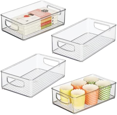 iDesign Stackable Pantry Bin with Handles, Set of 4, Clear