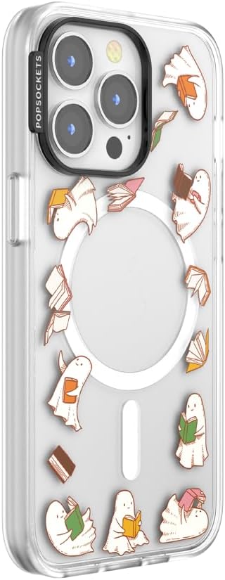 PopSockets iPhone 13 Pro Phone Case with MagSafe, Wireless Charging Compatible, Bookish - Spooky Book Club