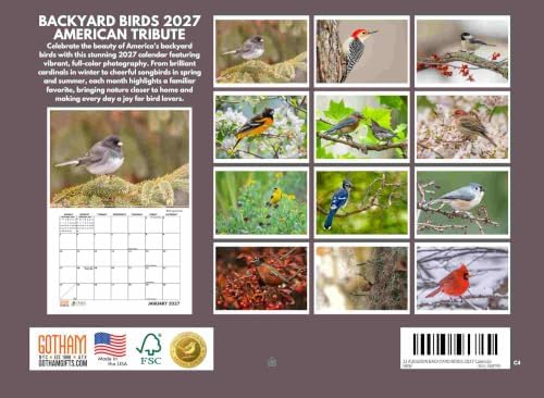 JJ Audubon Tribute Backyard Birds Calendar 2027 Monthly