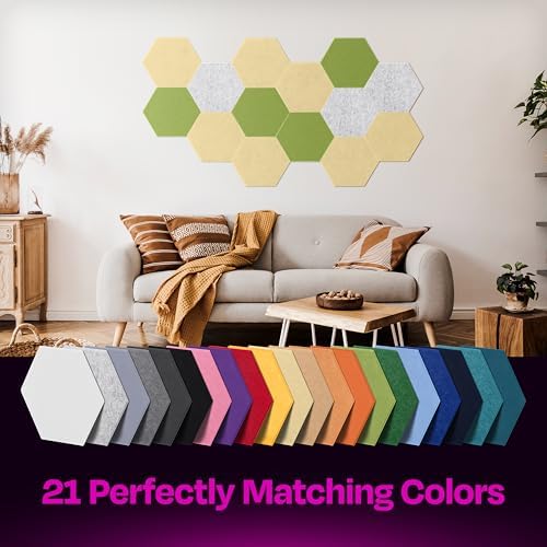 Acoustic Panels 12-Pack Soundproof Wall Panels 12"X10.4"X0.4" Sound Panels High Density Sound Dampening Panels - [Cancun Sand Hexagon]