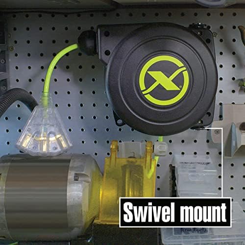 Flexzilla Retractable Extension 16/3 AWG 25' Electric Cord Reel, ZillaGreen, FZ8160253