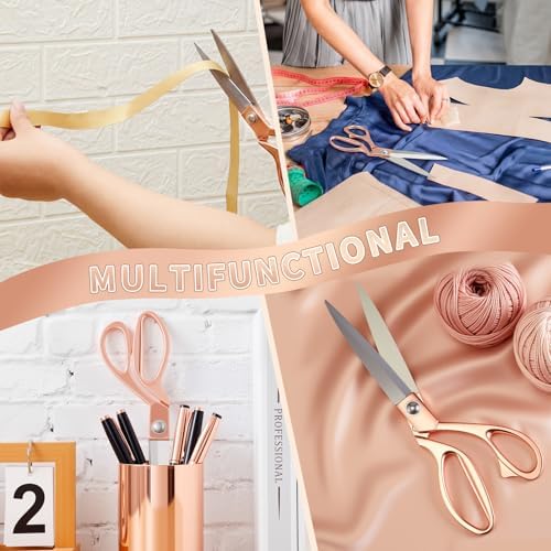 Amylove 3 Pcs 10.5'' Ribbon Cutting Scissors,Style1,Rose Gold