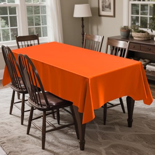CXPSINC 54 Inch X 300 Feet Plastic Table Cover Roll Disposable Tablecloth with Slide Cutter for All Type/Shape Tables | Party, Banquet, Birthdays, Weddings(Orange, 300 Feet
