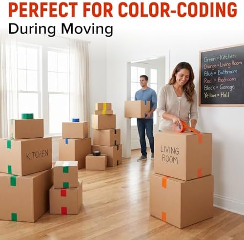 2" x 110 Yards Multi-Color Packing Tape, 24 Rolls Pack (4 x 6 Colors)