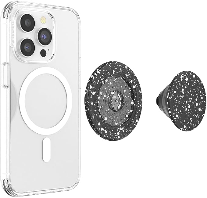 PopSockets Phone Grip for MagSafe, Magnetic Holder- Black Speckle | Removable, For Kindle / Android / iPhone, With Magnet, Black, Electronic Accessories, For iPad/Kindle/iPhone/Android