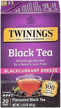 Twinings Blackcurrant Breeze Black Tea Individually Wrapped Bags, 20 Count (Pack of 1), Sweet, Tangy Taste, Caffeinated, Enjoy Hot or Iced, 20 Teabags