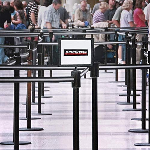 DuraSteel Stanchion Sign Holder - Landscape Display for 8.5" x 11" Paper Size - Double Sided Sign Frame with Plexiglass Cover - NOT Fit with US Weigh Sentry Stanchion - Crowd Control & Queue Barrier