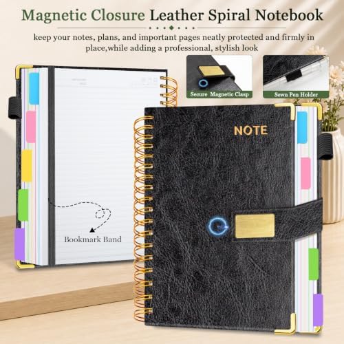 5 Subject Spiral Notebook with Pocket Dividers, 8''x10'' 300 Pages Notebook