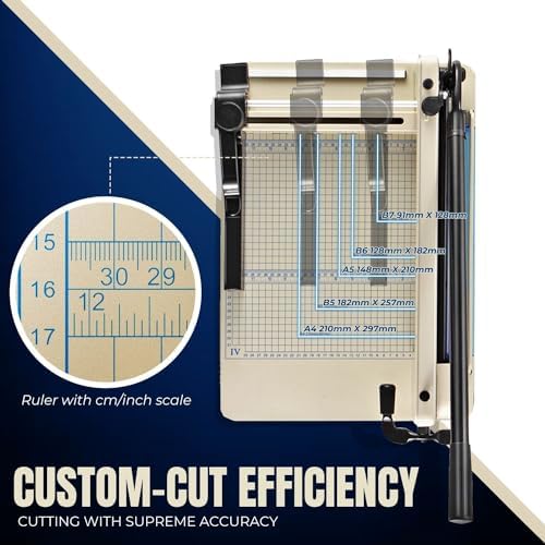 Flexzion Guillotine Paper Cutter 12" A4 Professional Industrial Heavy Duty Scrapbooking Metal Base Trimmer Machine 400 Sheet Capacity for Office Commercial Photocopy Printing Shop