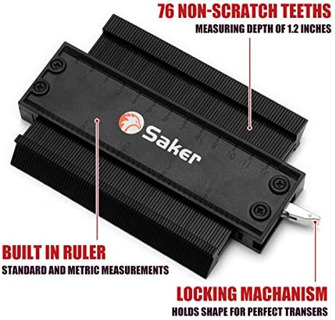 Saker Contour Gauge Profile Tool 5 Inch Black