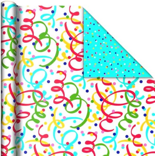 Hallmark Reversible Birthday Wrapping Paper Rolls, 2-Rolls (Confetti, Dots)
