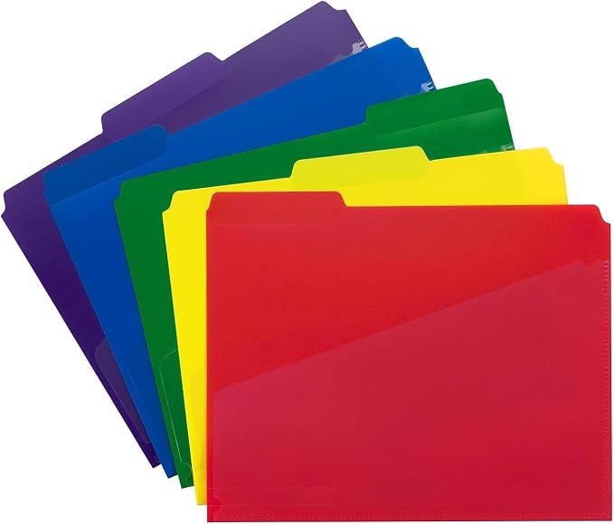 Smead Poly File Folders with Pockets, Folders for Documents, 1/3-Cut Tabs, File Folders Letter Size, Office Supplies, School Supplies, Set of 30