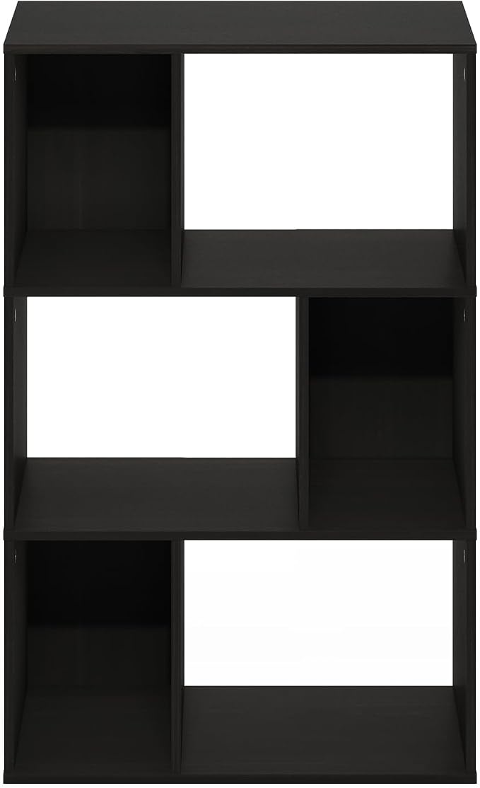 Furinno DALY Book Shelf, 6-Cube Bookshelf, Cube Storage Organizer Bookcase with Irregular Compartments, 11.7 x 23.6 x 36.8, for Living Room, Bedroom, Home Office, Espresso