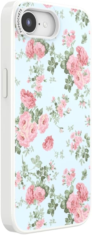 PopSockets iPhone 16/17E Phone Case with MagSafe- Cottage Tutu Blue | Magnetic, Wireless Charging, Camera & Drop Protection, Light Blue, Baby, Flower, Floral