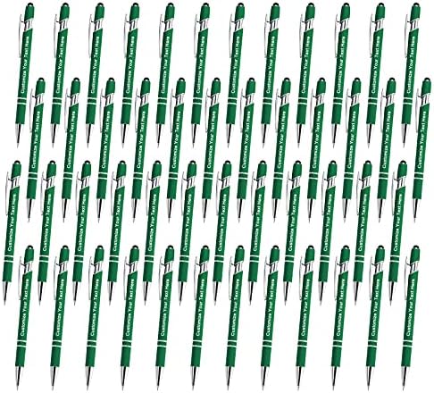 Qingxily Up to 300 pc Custom Pen Bulk,personalize Pen with Free Engraving,custom Stylus Ballpoint Pens with Your Name,Text,Message for Business,Graduation,Anniversaries-Colorful Pen 48pack,Dark green