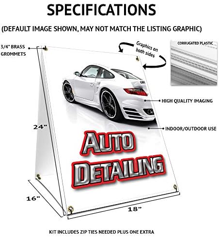 Free Vacuum 18" x 24" A-Frame Sidewalk Sign| Advertise Your Business | Images On Both Sides | Car Wash Vac Automaric Detailing | Made in The USA