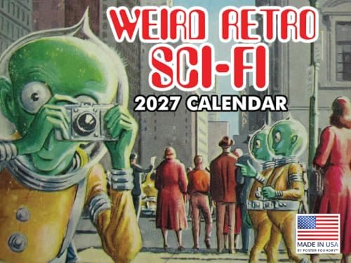 Weird Retro Sci Fi Calendar 2027 Vintage Scifi Monthly Wall Calender 12 Month