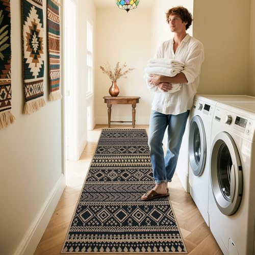 Lahome Boho Kitchen Runner Rug, 2x8 Easy Jute Laundry Room Rug