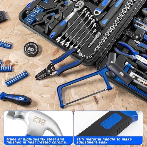 Prostormer 259-Piece Tool Kit, General Household Hand Tool Set, Blue