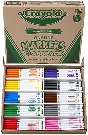 Crayola Fine Line Markers Classpack (200ct), Teacher Classroom Must Haves & Essentials, Bulk Kids Markers For Preschool, Kindergarten, Elementary School | Teacher Classroom Must Haves & Essentials, Bulk Kids Markers for Preschool, Kindergarten, Element...