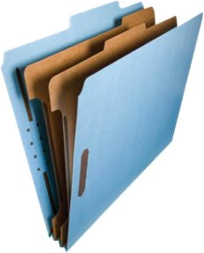 Smead Blue Classification File Folders for Documents, Letter Size, 2 Inch Expansion, 2 Dividers, Durable Pressboard for Legal and Office Files, Blue, 10 Pack (14021)