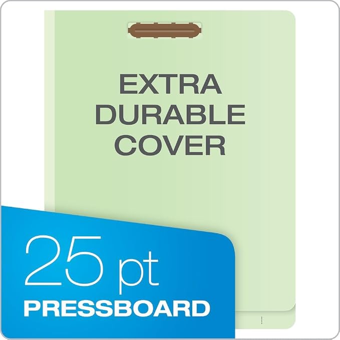 Pendaflex Pressboard End-Tab Classification Folders, Letter Size, 2 Dividers, 2.5" Expansion, Light Green, Straight Cut Tabs, 10/BX (23224)