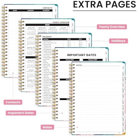 Academic Planner 2026-2027, Monthly and Weekly Calendar Planner, July 2026 - June 2027, Pretty Hardcover Teacher Student Planning Agenda Book with Tabs, Fit for School Office Supplies, 8.5" x 11", Coral Garden