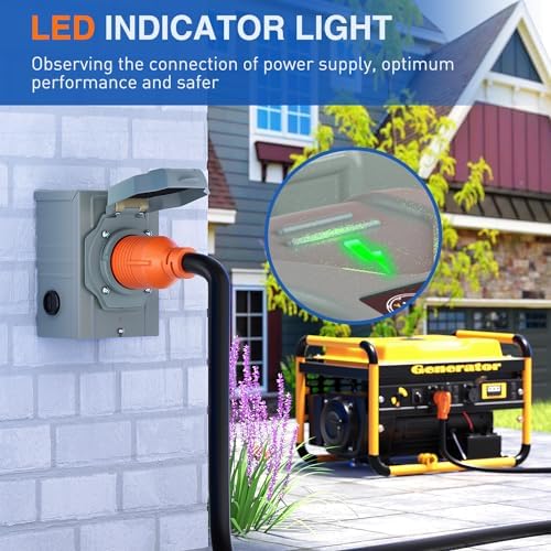 Nilight 30AMP Generator Power Inlet Box Pre-drilled ETL Listed NEMA L14-30P