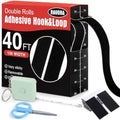 Navona 40Ft x 1 Inch Heavy Duty Hook and Loop Strips with Adhesive, Black