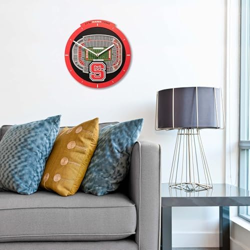 YouTheFan NCAA NC State Wolfpack StadiumView 3D Wall Clock