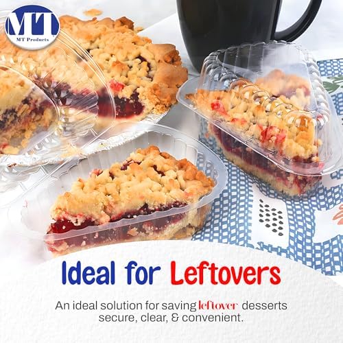 MT Products Hinged Extra Small Plastic Pie, Cheesecake, Cake Slice Container for Small Pies and Cakes (Pack of 20) - Made in The USA