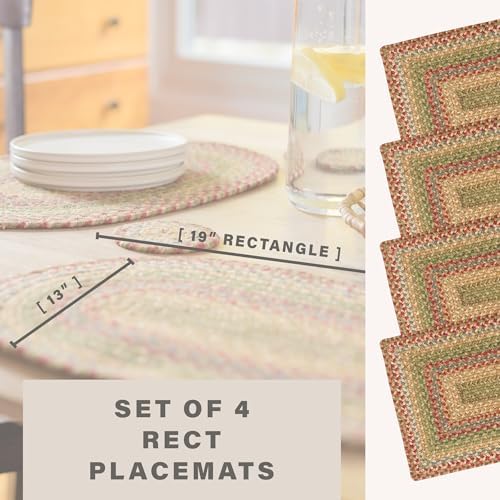 Homespice Azalea Jute Braided Placemats, Rect 13x19 Set of 4