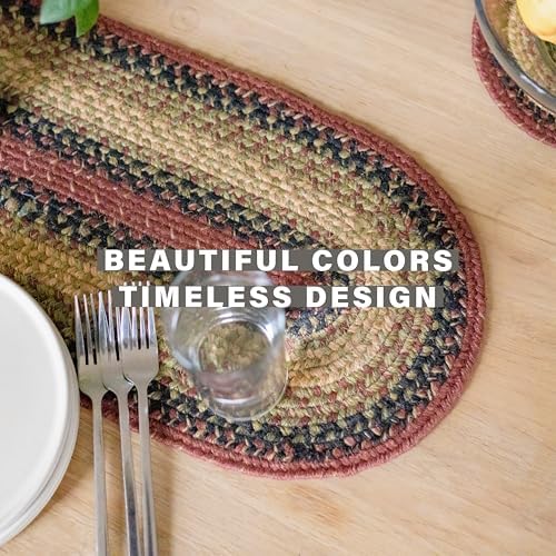Homespice Highland Jute Braided Table Runner for Cabin Decor, Rect 11x36