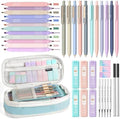 Nicpro School Supplies with Cute Pencil Case, 39 PCS Blue | Back to School Stationery Set, Essentials for College Nursing Student, 12 Pastel Highlighter, 6 Mechanical Pencil, 5 Gel Pen