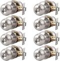 KNOBWELL 8 Pack Privacy Door Knob with Lock in Brushed Nickel Finish for Bedroom and Bathroom, Indoor Security Door Handle with Privacy Lock, Satin Nickel Interior Door Knobs