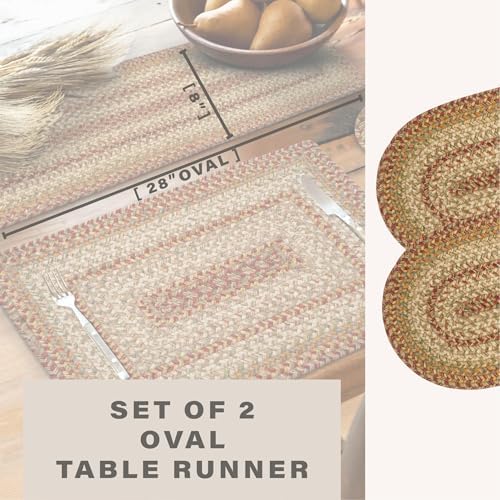 Homespice Harvest Jute Braided Table Runner, Oval 8x28 Set of 2