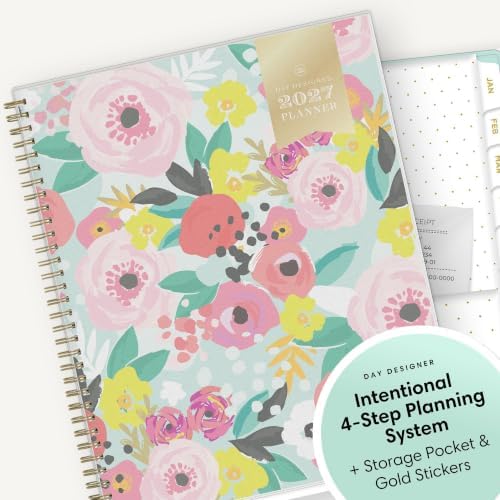 Blue Sky 2027 Weekly & Monthly Planner, 8.5"x11", Secret Garden Mint