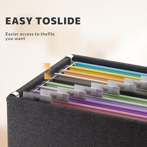 FHSQX 3Pack File Box with Lid, Black, 14 x 9.3 x 10.9 in | File Organizer Box, Portable Hanging File Box, Decorative Filing Storage Boxes, For Office & Home File Cabinet