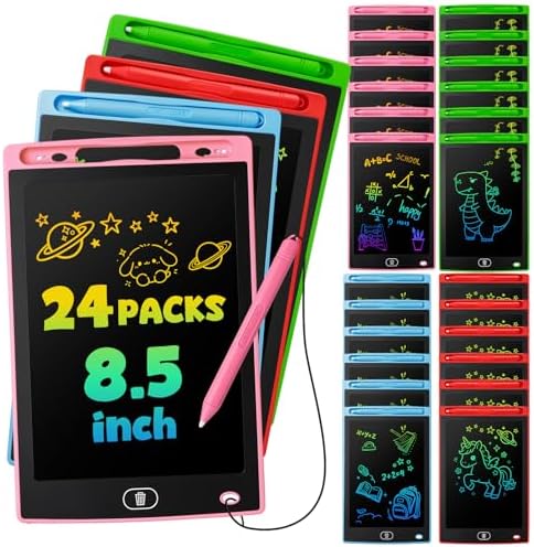 24 Pack LCD Writing Tablet for Kids, Erasable and Reusable Toddler Doodle Board in 8.5 inch, Ideal Educational Drawing Pad for Learning Toy for Ages 3-8 Gifts for Girls Boys