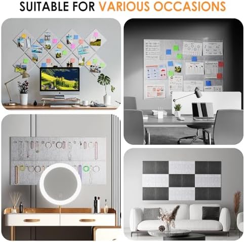 MaxGear Felt Bulletin Board 48" x 36", Light Gray Felt Wall Tile Wall Decor