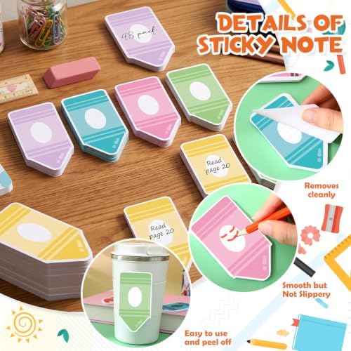 Back to School Sticky Notes Pastel Crayon Classroom Decor Supplies