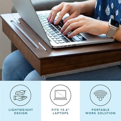 LAPGEAR Schoolhouse Lap Desk - Java Acacia Wood, Built-in Storage