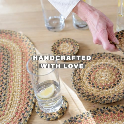 Homespice Russet Jute Braided Trivets Ideal as Hot Pads, Round 8" Set of 3